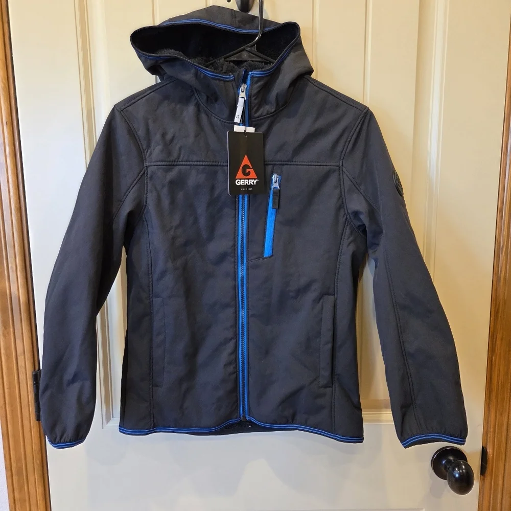 Gerry Boys Falcon Softshell Jacket - Black with Blue Trim - Size M (10/12) - Picture 1 of 9